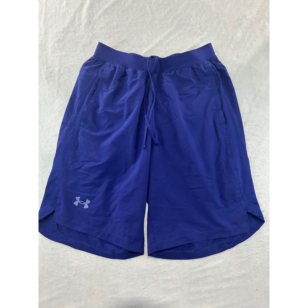 Under Armour Mens Purple Athletic Training Shorts Size Medium Drawstring Pockets
